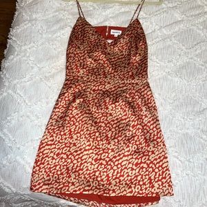 Superdown red silk leopard open back dress- size S